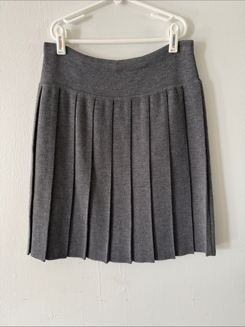 Longchamp Charcoal Pleated Skater Skirt Sz M